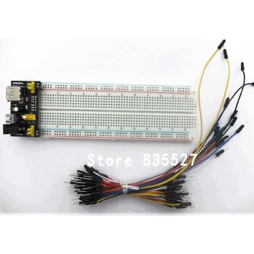 1 sets MB102 bread board 830 points + power module + 65 bread line jumper wires bridle wire connection line DIY special kit