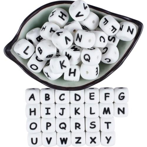 10Pcs/Lot Alphabet English Silicone Letter Beads 12mm Baby Teether Accessories For Personalized Pacifier Clips Teething Toy