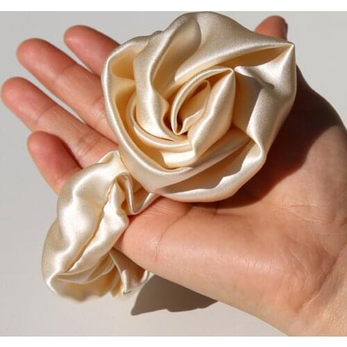 100% Pure Silk Scrunchies for Women Girls Vintage Flower Rose Scrunchy Rubber Elastic Hair Ties Bands Ponytail Holder 30Momme