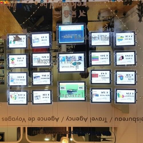 16PCS A4 Landscape + 3PCS A3 Landscape Single Sided Real Estate Agent LED Window Display Panel Acrylic Poster Frame for Windows