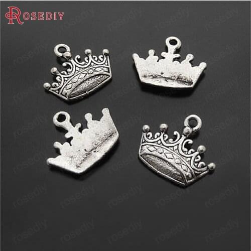 17998)20PCS 17x12MM Antique Silver Zinc Alloy Crown Charms Pendants Jewelry Making Supplies Diy Findings Accessories