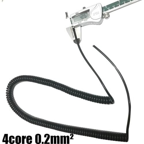 4 Core Extensible Wire Spiral Cable Spiral Electric Cable 4pin 0.2 Square Stretch 1m 2m 3m Black Power Cord