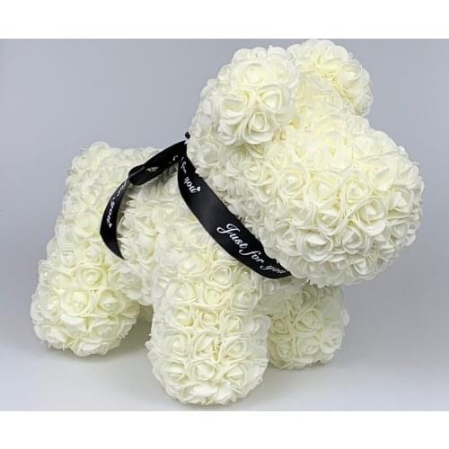40cm Cute Artificial Flower Rose Dog for Christmas Decoration Birthday Wedding Party Best Valentine Gift Girlfriend New Year