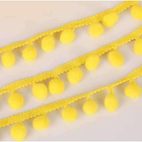 5 yards/lot 20mm Width Yellow Pom Pom Trim Ball Fringe Lace Ribbon DIY Sewing Accessory Lace Home Decoration