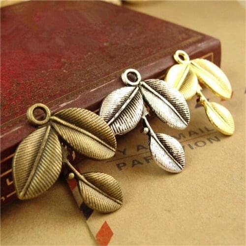 50 PCS 27*23MM Antique Bronze/Gold/Silver Color Vintage Style Metal Zinc Alloy Leaves Pendant Charm DIY Jewelry Accessories