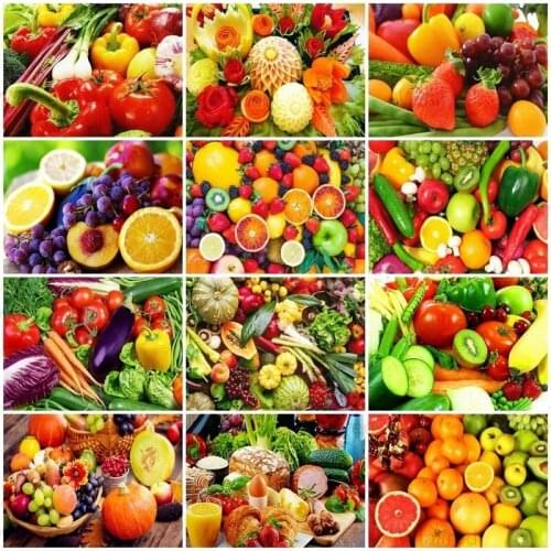 5D DIY Diamond Painting Cross Stitch Fruit and Vegetable Rhinestone Kit Diamond Embroidery Still Life Kitchen Dining Room Decor