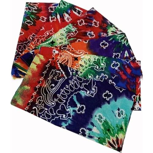 Y166 Double Paisley Floral Print Bandana Head Wraps Multicolor Swirl Tie-Dye Hip Hop Square Scarf Cycling Turban Headband