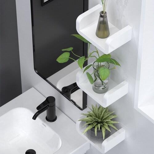White Home Storage Holder Waterproof Cosmetic Shelves Wall Hanging Bathroom Shower Shelf Caddy Shower Rack Kitchen Spice Racks