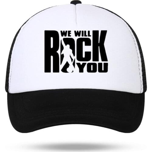 We Will Rock You Print Baseball Cap Unisex Fashion Queen Rock Band Fans Rock Roll Parent-child Hats Mesh Visor Outdoor Sun Hat