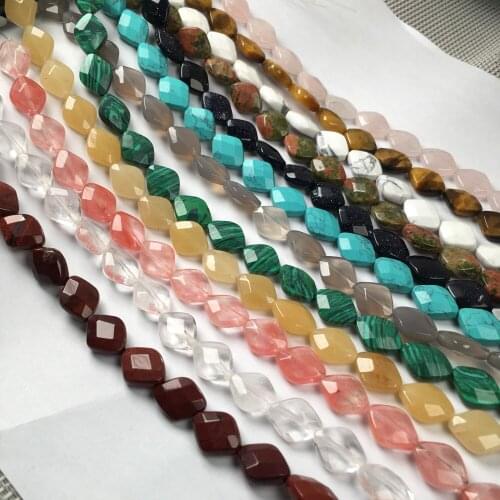 Natural Stone Crystal Agates Beads Faceted Malachite Aventurine Jades Scattered Beads for DIY Necklace Bracelet Jewelry Making