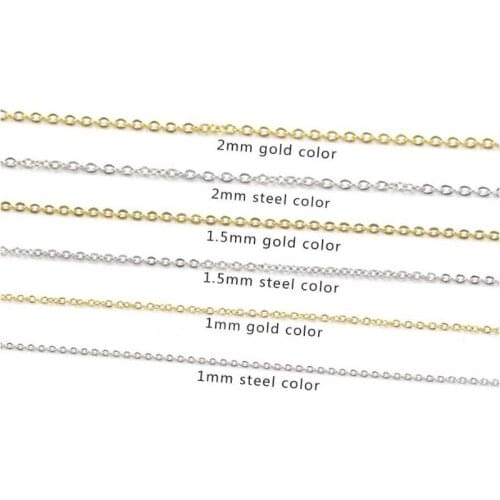 Fnixtar DIY Necklace Stainless Steel Chain 1mm 1.5mm 2mm thickness Chain 40cm 45 cm 50cm Cable Chains Necklace 10pcs/lot