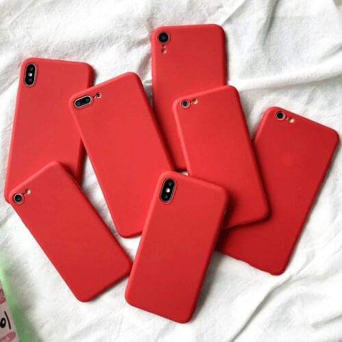 Red Matte Phone Case For iphone 12 13 11 Pro XS Max XR X 8 7 6S 6 Plus SE 2020 Silicone Cases Solid Color Soft TPU Back Cover