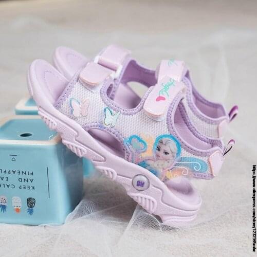 Disney Childrens Shoes Summer Casual Frozen Elsa Bowknot Girls Shoes Fashion Princess Dance Party Sandals
