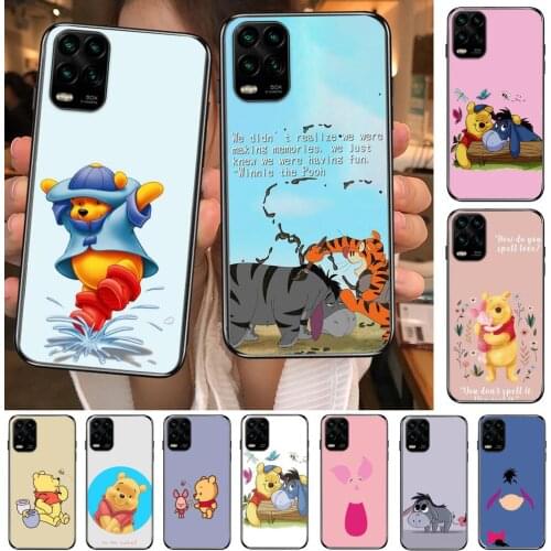 Disney Winnie Bear Yellow cartoon Phone Case For XiaoMi Redmi Note 11 10 9S 8 7 6 5 A Pro T Y1 Anime Black Cover Silicone Back P