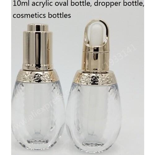 Hot sale 200pcs 10ml Transparent Acrylic Dropper Bottle, 10cc Clear Plastic Bottle with Dropper, Senior Perfume Bottle