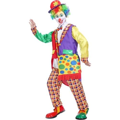 Halloween masquerade clown magician tuxedo suit adult costume party clown funny clown costume party cosplay