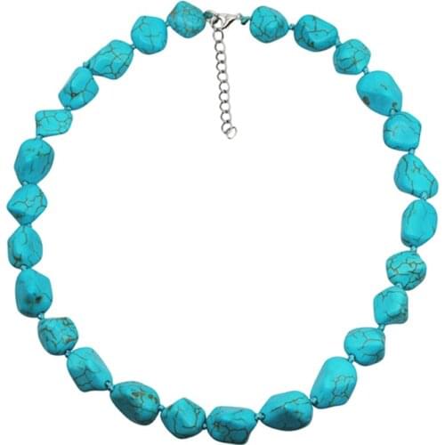 Natural Quartz Stone Green Turquoises Onyx Choker Necklace Irregular String Energy Beaded Necklace Collar Fashion Jewelry