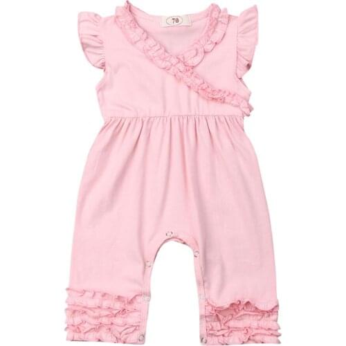 Princess Romper Newborn Kid Baby Girls Floral Clothes Jumpsuit Ruffles Sleeveless Romper Pants Outfits