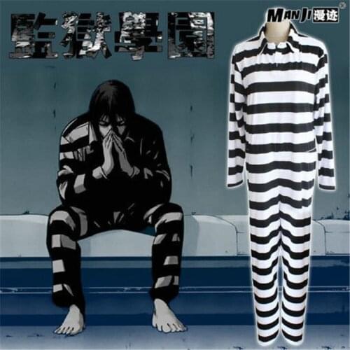 Anime Prison School Prisoner Cosplay Costumes Uniform Striped One Piece Suit Pajamas Pyjamas Halloween