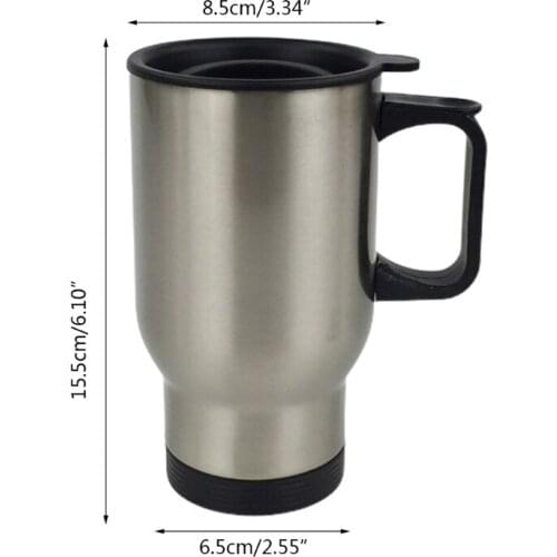450ml Stainless Steel Silver Travel Blank Sublimation Mug Coffee Thermos Cup with Handle Lid for Heat Press Printing
