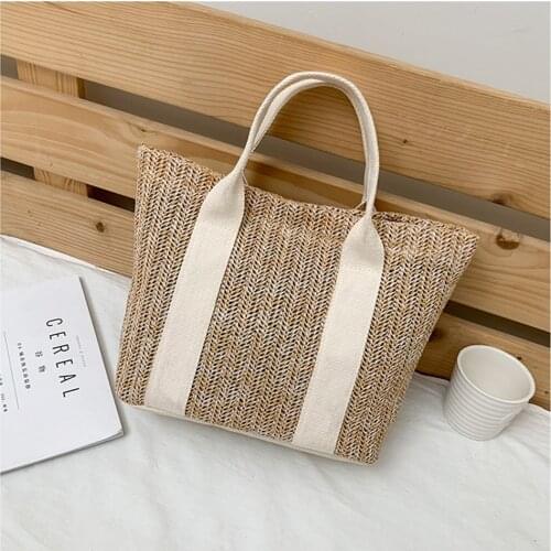 Summer Straw Handbag Ladies Woven Shoulder Bag Large Capacity Totes Casual Bags For Outdoor Vacation Beach Clutch Bag
