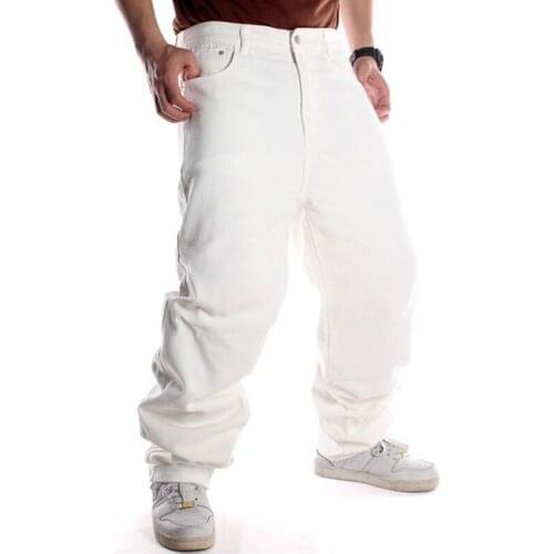 Mcikkny Men Skateboard Casual Jeans Pants Loose Fit Hip Hop Denim Trousers For Male Plus Size 30-46