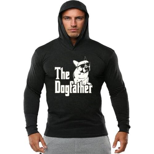 The Dogfather Dog Dad French Bulldog Funny T Shirts Men Hoodie Autumn Cotton Harajuku Long Sleeve O-Neck Streetwear Tops EU Size