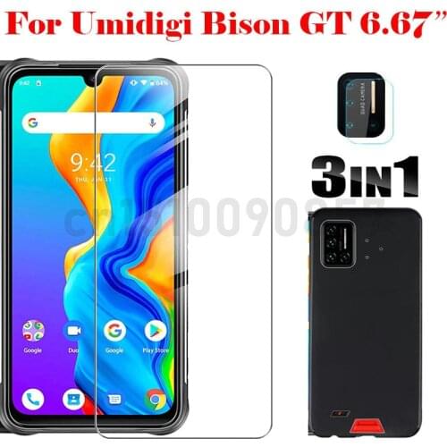 3-in-1 Soft Case + Camera Tempered Glass On For Umidigi Bison GT (6.67") ScreenProtector Glass For UMIDIGI BISON GT 2.5D Glass