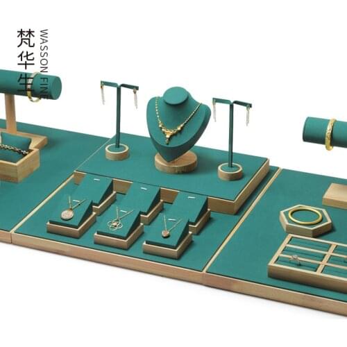 Real Wood jewelry display props necklace ring earring bracelet counter display collection of jewelry set