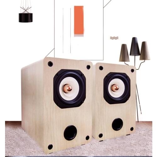 KYYSLB 4 Ohm 8 Ohm 25W 4 Inch Passive Full Frequency Amplifier Speaker Delicate Vocal Three-band Balanced Wooden Speakers A Pair
