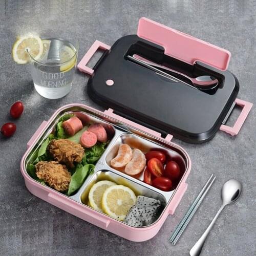 Portable Lunch Box For Kids Adults 3/4 Section Design Food Plate Stainless Steel Insulated Lunch Box Food Container Bento Box