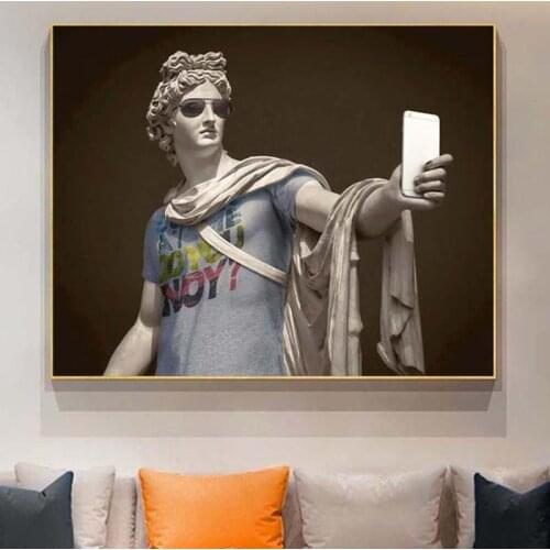 Apollo Sculptures Dressed As Hipsters Canvas Wall Painting Art Poster And Prints Wall Decor Funny Picture For Living Room Cuadro