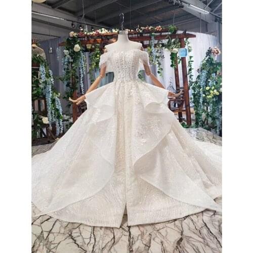 BGW HT4179 Like White Wedding Dresses Off Shoulder Special Lace Up Back Bridal Gowns 2020 Multi-layer Vestido De Noiva Plus Size