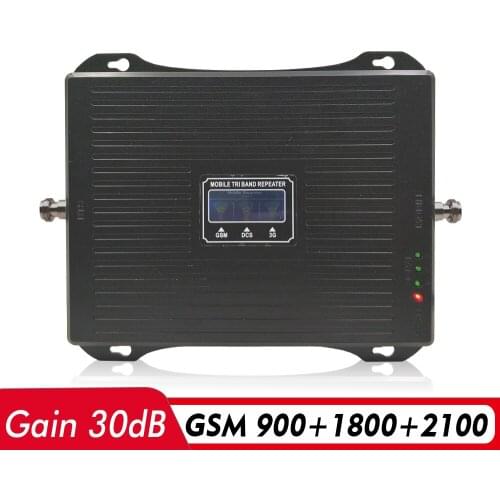 2G 3G 4G Tri Band Signal Booster GSM 900+DCS/LTE 1800+UMTS/WCDMA 2100 Mobile Signal Repeater 900 1800 2100 Cellular Amplifier