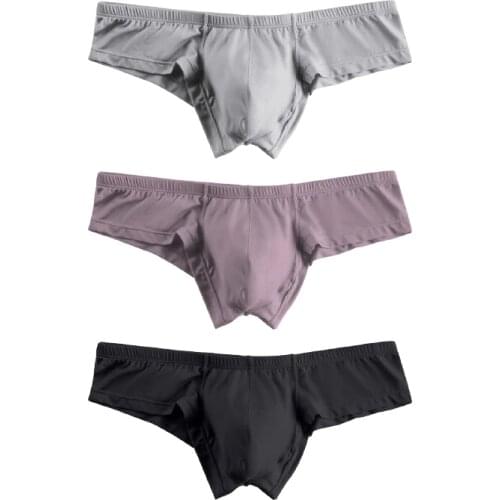 Free Shipping 3 PCS Mens Briefs Sexy Men Underwear Brief Set Solid Soft Underpants Male Modal Mens Panties Gay Wholesale Lots