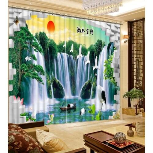 Waterfall curtains Luxury Blackout 3D Window Curtain For Living Room brick curtains