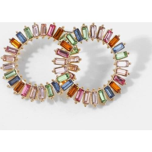 Rhinestone Round Hollow Metal Stud Earring Big New Circular Alloy Statement 2020 Fashion Stud Earrings For Women Party Jewelry