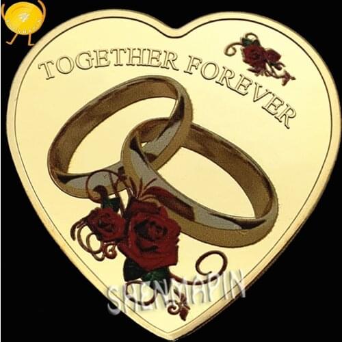 "I LOVE YOU" 999 Gold Heart-shaped Propose Marriage Ring Coins Collectibles Love Confession Marriage Memorial Gift Love Token