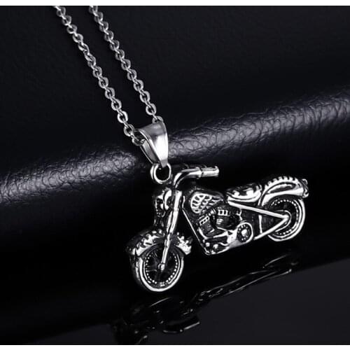 1 PC Vintage Gothic Motorcycle Necklace Ghost Rider Motor Bike Pendant Necklace For Men Jewelry Accessories Dropship New Arrival