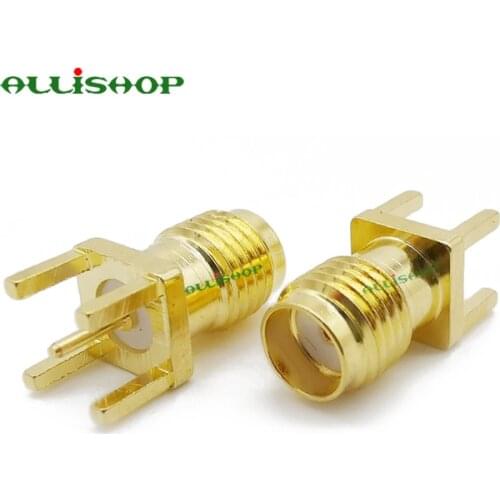 10Pcs SMA Female PCB Panel Edge Mount Connector Straight Solder RF Coaxial Adapter Vertical Thru Hole Goldplated