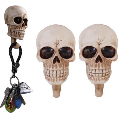 2pcs Skull Shape Wall Hook Home Decoration Hanger Hook Retro Individuality Clothes Key Charge Cable Storage Hook