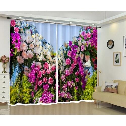2018 Modern 3D Blackout Window Curtains Cartoon blue sky Sunflower Pattern Polyester Bedroom Curtains for Living Room
