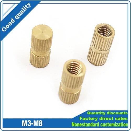 5/25X M3 M4 M5 M6 M8 Type B Solid Brass Copper Injection Molding Knurl Thread Insert Nut Embedded Nutsert Single Pass Blind Hole