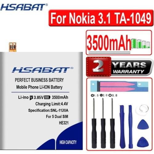 HSABAT 3500mAh HE 351 HE351 High Capacity Battery for Nokia 3.1, TA-1049, TA-1057, TA-1063, TA-1070, TA-1074 Smart Phone
