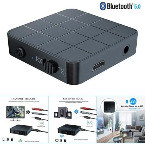 Bluetooth 5.0 Receiver Transmitter 2-in-1USB 3.5mm AUX Jack Stereo Music Adapter for Car TV PC Speakers