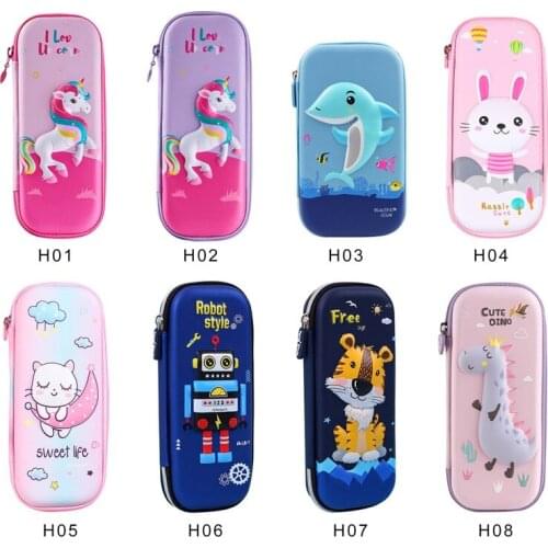 3D Cartoon Pencil Case Cute Kawaii EVA Waterproof Unicorn Rabbit Stationery Pencil Bag School Supplies Large Capacity Pencil Box