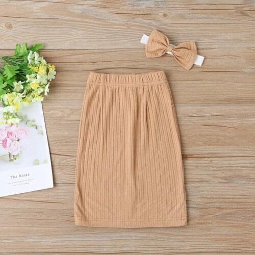 Children Baby Girls Autumn Casual Solid Color Irregular Design Elastic Waist Short Skirt With Headband