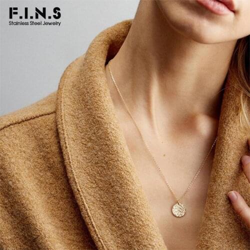 F.I.N.S Minimalism Vintage Pendants Neklace for Women Stainless Steel Necklace Gold Three-tones Women Chain Choker Necklace