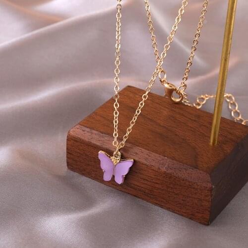 Hot Cute Butterfly Pendant Necklace for Women Gifts Party Statement Korean Fashion Choker Jewelry Wholesale