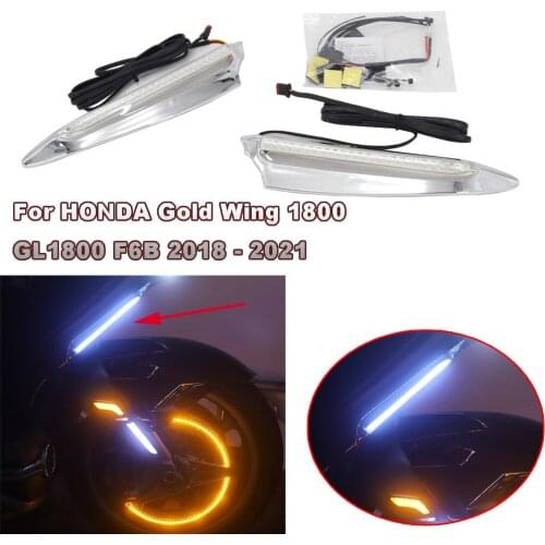 Chrome or Black Motorcycle Front Lighted Vent Trim LED Turn Signal Kit 2018 - 2021 For HONDA Gold Wing 1800 GL1800 F6B